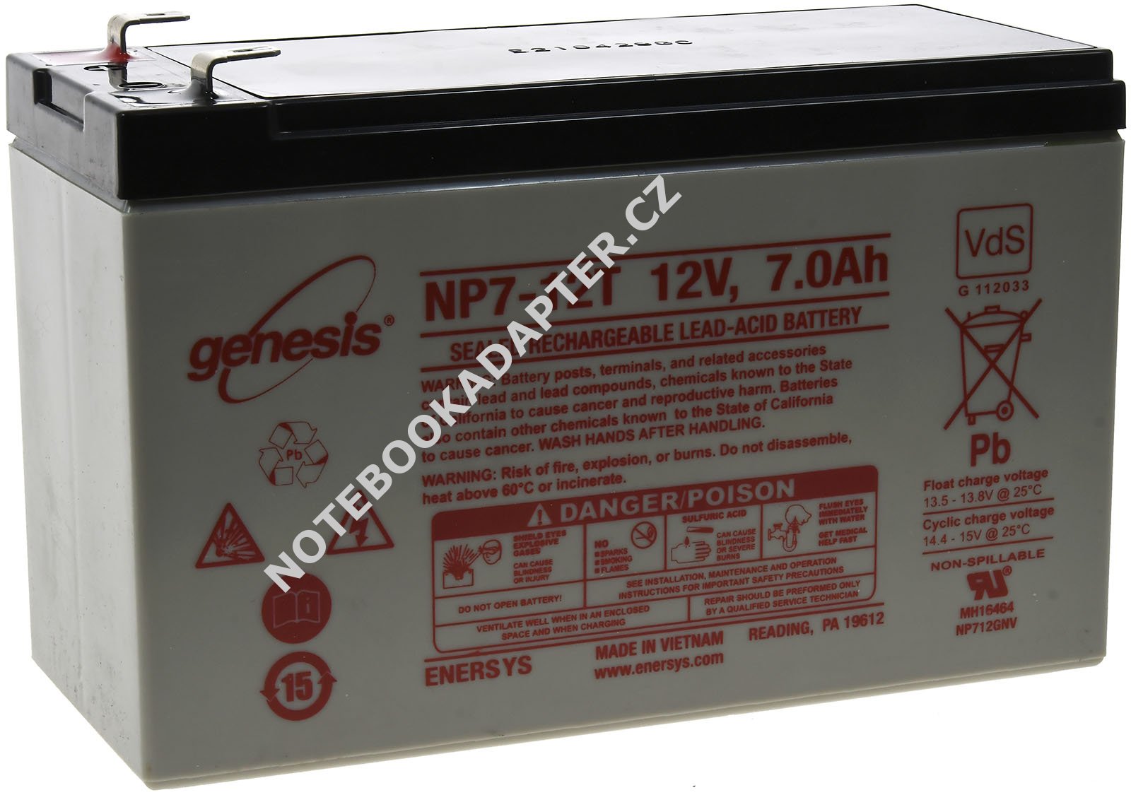 Enersys Hawker AGM Genesis olověná baterie 12V 7 Ah VdS originál